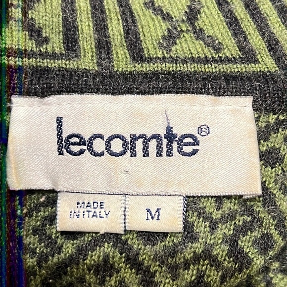 Vintage LECONTE Merino Wool Oversized dark academia Crewneck Sweater SZ M Italy - Picture 7 of 10